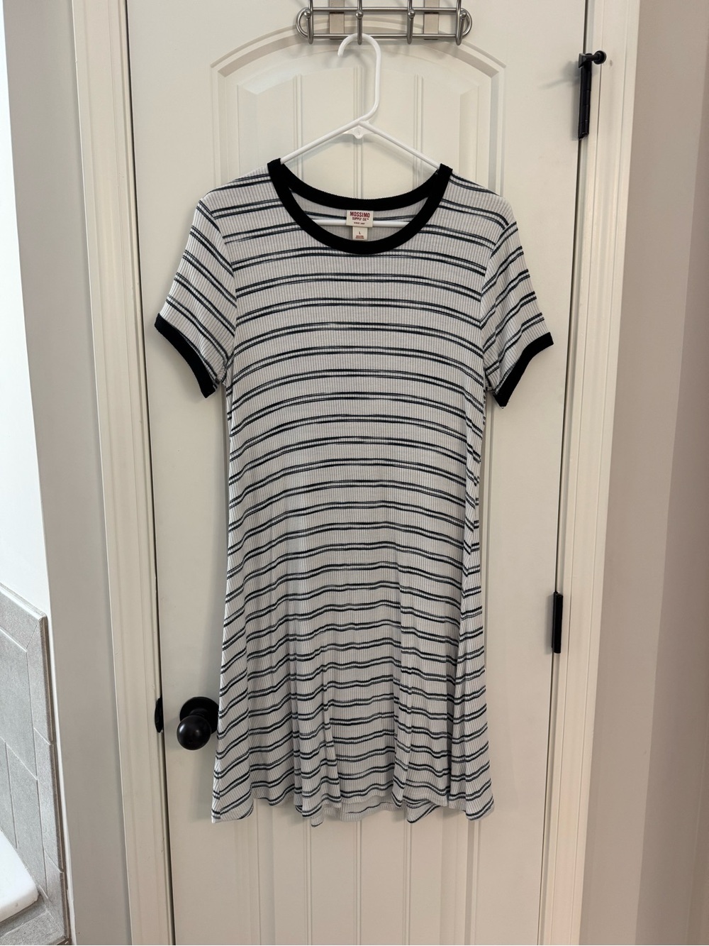 Women’s Black & White Striped Short Sleeve Dress